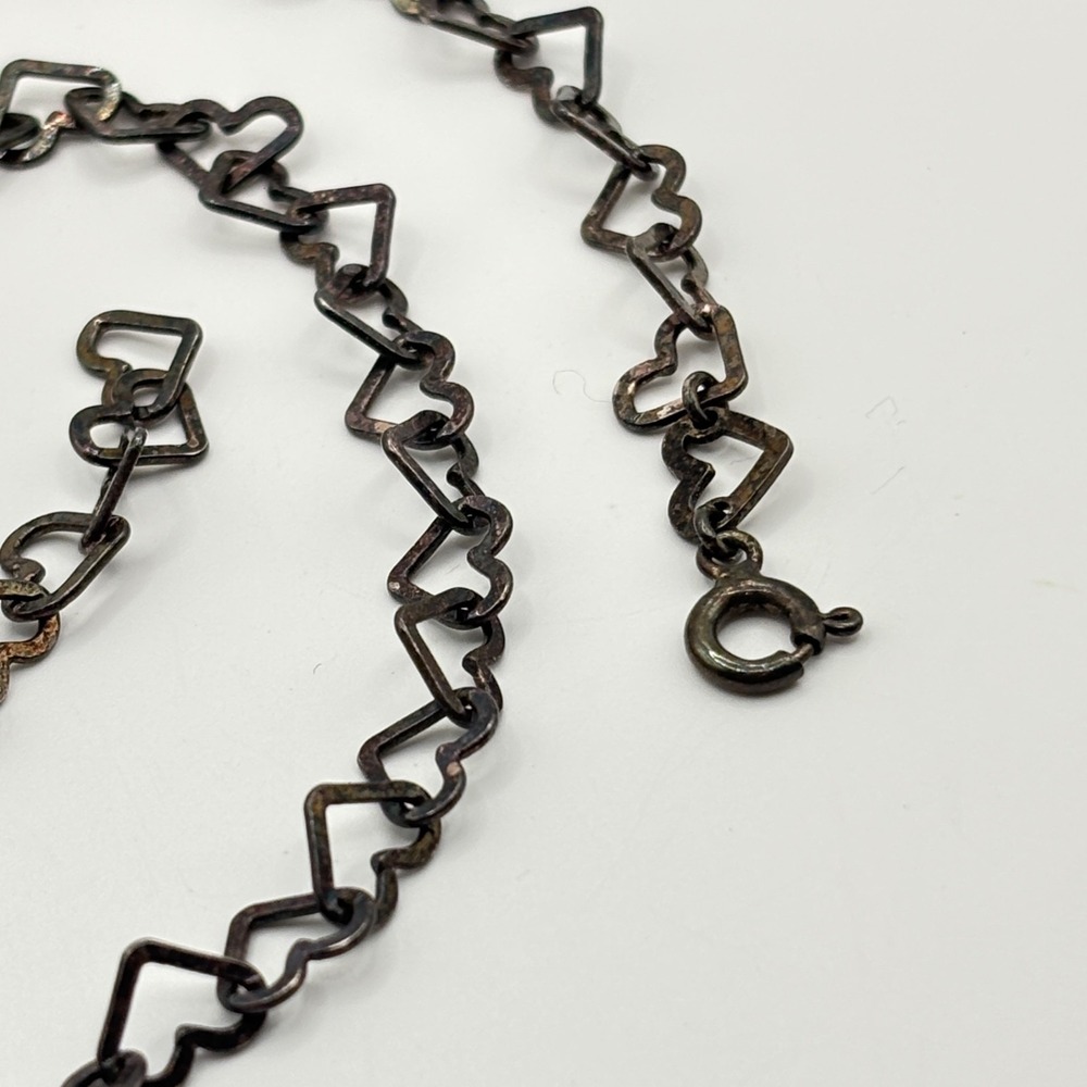 Vintage Milor Sterling Open Heart Link Necklace 16" - READ, It's been polished - Picture 6 of 6